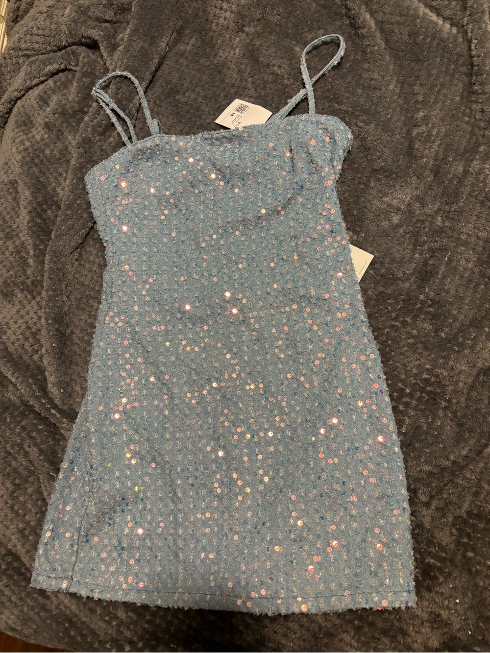 Women size M Forever 21 New With Tags Blue Sequin Spaghetti-Strap Dress